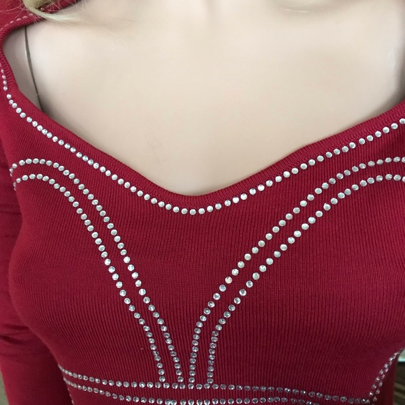 NWT Gorgeous Long Sleeve Fitted Short Dress Red - Picture 3 of 10